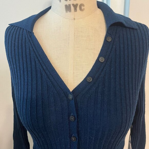 NWT NAADAM New Diamond Navy Silk and Wool Pullover Size Small - Picture 5 of 7